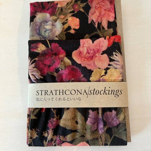 Strathcona Hand Printed Floral Knee High Stockings - New - Picture 5 of 8
